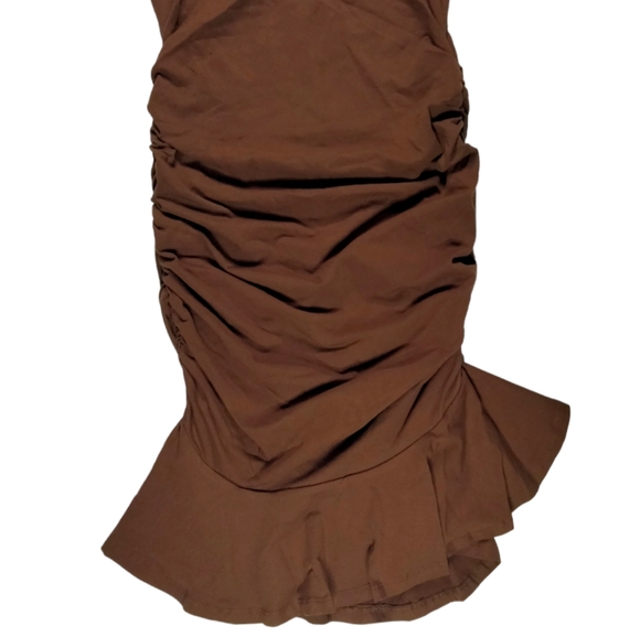 Flutter Sleeve Ruched Bodycon Ruffle Mini Sundress Cotton Summer Casual Dress - Picture 4 of 6